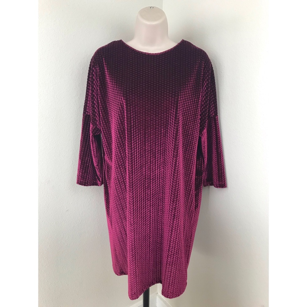 ZARA Magenta Velvet Shift Dress